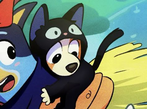 Bluey Pfp, Bluey Fanart, Bluey Art, Kitty Costume, Kikis Delivery Service, Bingo Bluey, Bluey Bingo, Black Kitty, Blue Dog