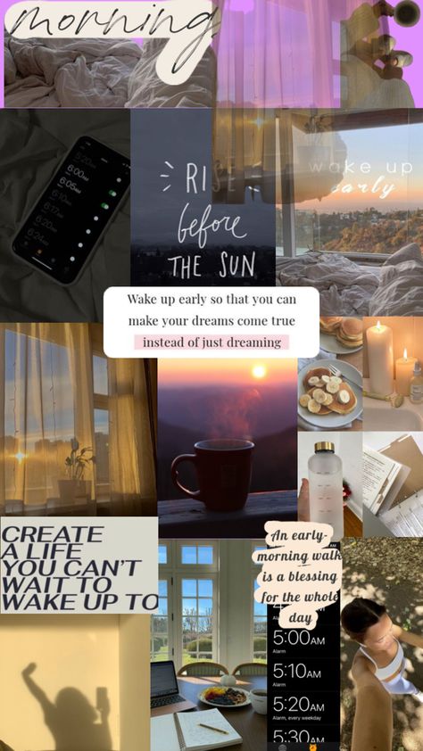 Early morning motivation 🌅🙌🏻 Early Morning Motivation, Wake Up Early Quotes, Vision Board Collage, Vision Board Images, Wake Up Early, Dream Vision Board, Vision Board Affirmations, Vision Board Manifestation, Vision Board Inspiration