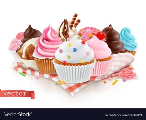 Chocolate Crumbs, Cupcake Illustration, Cupcake Vector, Cake Stock, Cake Vector, Cake Logo Design, Fairy Cake, 3d Vector, Sweet Cupcakes