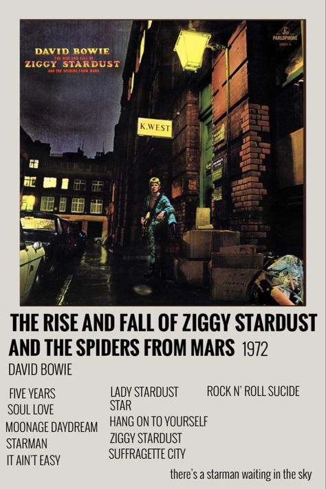 Ziggy Stardust Album Cover, Ziggy Stardust Album, The Spiders From Mars, Spiders From Mars, David Bowie Poster, Aesthetic 70s, David Bowie Starman, Polaroid Album, Moonage Daydream