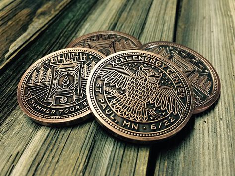 Phish Three-eyed Owl Coin by Brian Steely Hobo Art, Trophy Plaques, Art Brochures, Design Studio Logo, Coin Art, Anniversary Logo, Coin Design, Best Icons, Phish