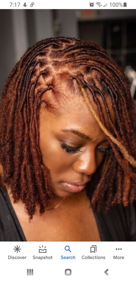 Loc Colors For Black Women, Hair Color Ideas For Dreadlocks, Fall Loc Colors Ideas, Loc Colors Ideas, Dred Locks Women, Interlock Locs Hairstyles, Copper Hair On Black Women Locs, Extra Small Starter Locs, Auburn Microlocs