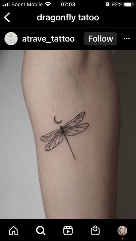 Moon And Dragonfly Tattoo, Dragonfly And Sun Tattoo, Dragonfly Moon Tattoo, Dragonfly Butterfly Tattoo, Dragonfly Tattoo Ideas Unique, Dragon Fly Tattoo, 20 Tattoo, Fly Tattoo, Small Dragonfly Tattoo