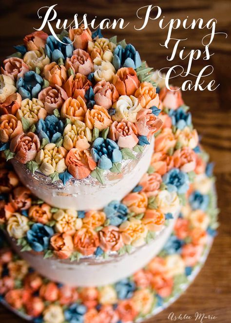 Russian piping tips tutorial and Wedding cake | Ashlee Marie | Wedding | Piping Tip Tutorial | Russian Piping Tips | How To | #weddingcake #wedding #ashleemarie #pipingtips #buttercream #cakedecorating #russianpipingtips Unique Cakes Designs, Russian Cakes, Russian Piping Tips, Piping Tip, Cake With Flowers, Healthy Cake Recipes, Creative Cake Decorating, Easy Cake Decorating, Childrens Birthday Cakes