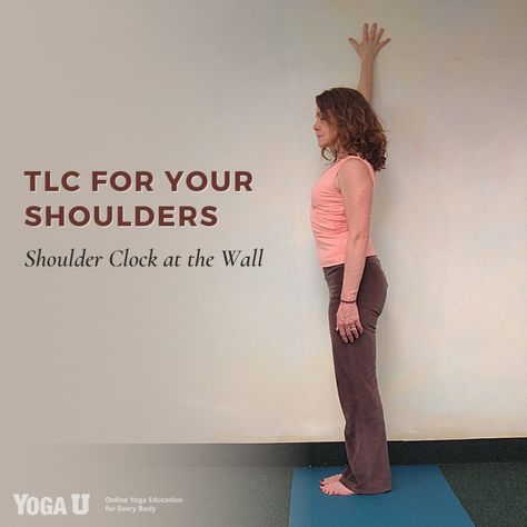 Give your shoulders some love with this yummy wall sequence! Shoulder openers stretch and strengthen not just our arms, but also the muscles of our chest to bring nutrient-rich blood to tissues that often are starved for movement. #yogapose #yogaforshoulders #shoulderclockpose #yogi #yogastudio #yogajourney #yogagirl #yogacommunity #meditation #yogadaily #yogaflow #yogalife #yogaeverydamnday #yogateacher #yogaeverywhere #asana #yogini Yoga Warmup, Morning Lifestyle, Pose Practice, Yoga Education, Wall Yoga, Shoulder Tension, Yoga Wall, Yoga Props, Arm Muscles