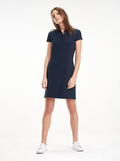 Polo Dress Outfit, Lacoste Shirt, Slim Fit Polo, Straight Dress, Tommy Hilfiger Women, Casual Fall Outfits, Navy Blue Dresses, Polo Dress, Look Cool