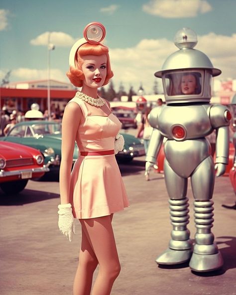 Robots And Humans, Outer Space Costume, Retro Future Fashion, Retro Futurism Fashion, Vintage Futurism, Space Age Fashion, Man And Machine, Futurism Fashion, Space Costumes