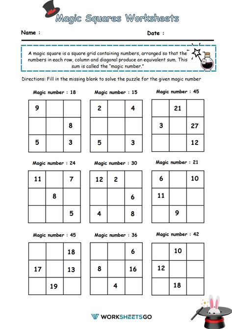 Halloween Multiplication Worksheets, Magic Squares Math, Phonics Puzzles, Number Magic, Addition Kindergarten, Grade 6 Math, Math Magic, Pattern Worksheet, Algebraic Thinking