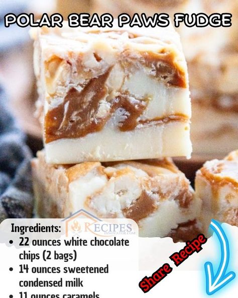 Recipes Innovator | Polar Bear Paws Fudge 🍫🥜 | Facebook Polar Bear Paws, Polar Bear Paw, Bear Paws, Fudge Recipes, Sweetened Condensed Milk, Holiday Cooking, White Chocolate Chips, Condensed Milk, Candy Recipes