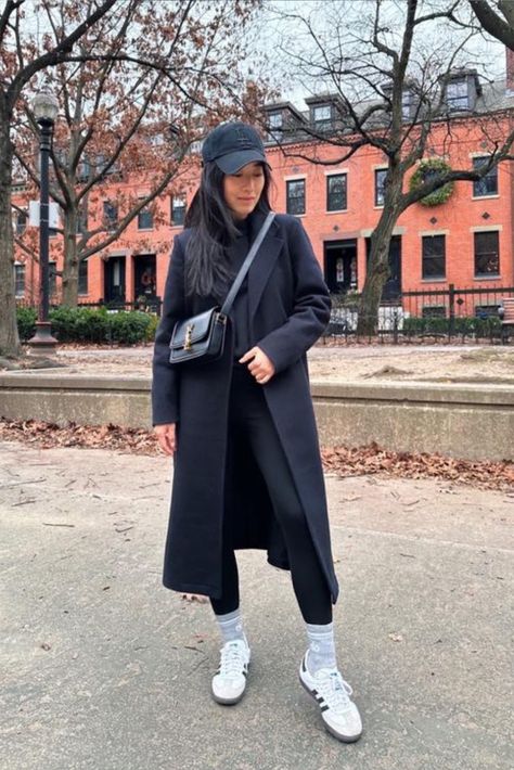 Women's Wool-Blend Tailored Topcoat curated on LTK Winter Black Cashmere Wool Coat, Classic Black Cashmere Wool Coat, Tailored Black Long Sleeve Wool Coat, Black Oversized Long Wool Coat, Winter Casual Outfit, Tailored Black Long-sleeve Wool Coat, Branded Caps, Winter Travel Outfit, Long Black Coat