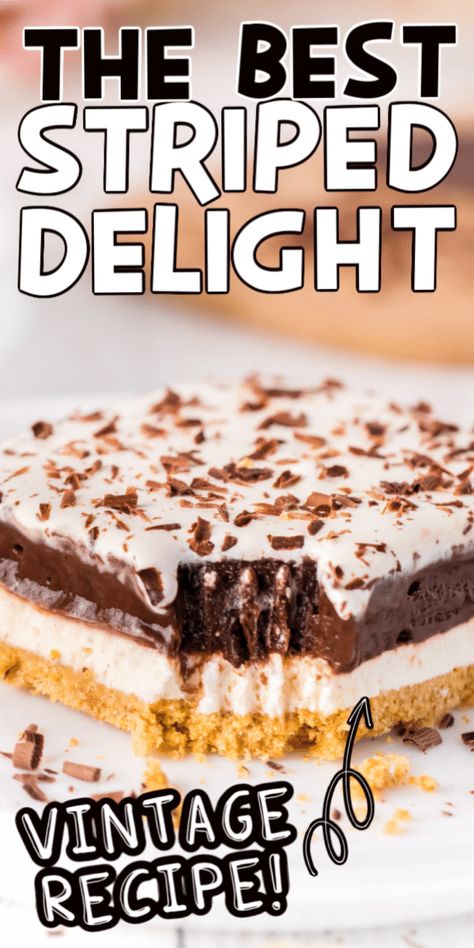 Striped Delight, Chocolate Layer Dessert, Graham Dessert, Graham Cracker Dessert, Cracker Dessert, Chocolate Pudding Desserts, Graham Cracker Recipes, Layered Dessert, Cream Cheese Desserts