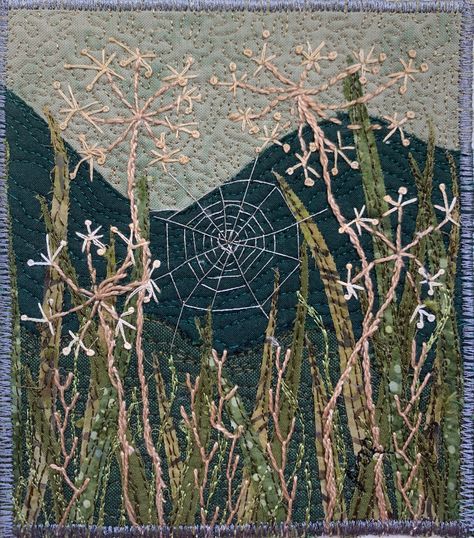 Landscape Art Quilts, Landscape Quilt, Textile Art Embroidery, Fabric Postcards, Landscape Quilts, Miniature Quilts, Textile Fiber Art, Thread Art, Thread Painting