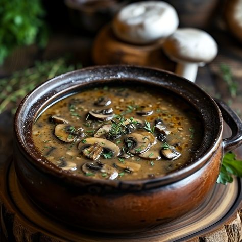 Mushroom soup bowl Mushroom Skewers, Homemade Mushroom Soup, Mushroom Wine Sauce, Portabella Mushroom, Spicy Mushroom, Soup Lovers, Mushroom Recipes Healthy, Mushroom Risotto Recipes, Mushroom Varieties