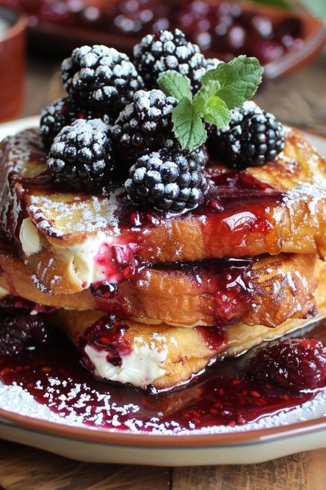 Cream Cheese Stuffed Blackberry Compote French Toast is a delicious and indulgent choice for any mealtime! 🍞🍇 Made with rich cream cheese, sweet blackberry compote, and fluffy French toast, this dish is a delightful blend of creamy and fruity flavors. Quick to prepare and bursting with decadent goodness, Cream Cheese Stuffed Blackberry Compote French Toast is perfect for a special breakfast or brunch treat. 😋🌿 #BlackberryFrenchToast #IndulgentBreakfast #SweetTreat #DeliciousFlavors Blackberry French Toast, Fluffy French Toast, Blackberry Compote, Special Breakfast, Cheese Stuffed, Meal Time, Blackberry, Cream Cheese, French Toast