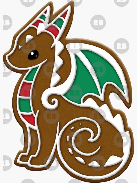 "Gingerbread Dragon" Sticker by bgolins | Redbubble Christmas Dragon Art, Christmas Animal Drawing, Gingerbread Dragon, Iphone Wallpaper Food, Dragons And Beasties, Dragon Cookies, Dragon Sticker, Christmas Dragon, Christmas Ideas Gifts