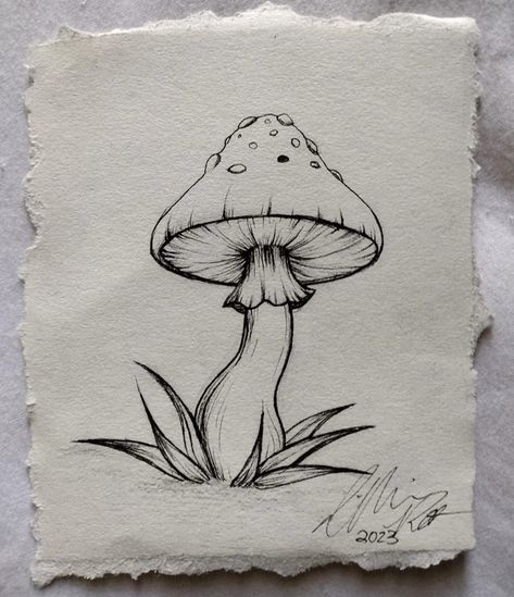 Mushroom Drawing, Pen Art Drawings, Seni 3d, Mushroom Art, Doodle Art Designs, Pencil Art Drawings, Mini Drawings, Art Drawings Sketches Creative, Dessin Adorable