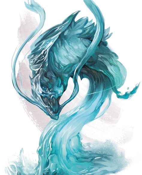 Monsters for Dungeons & Dragons (D&D) Fifth Edition (5e) - D&D Beyond 5e Monsters, Stat Block, Elemental Dragons, Elemental Magic, Beast Creature, Creature Artwork, Water Dragon, Dnd Monsters, Fantasy Beasts