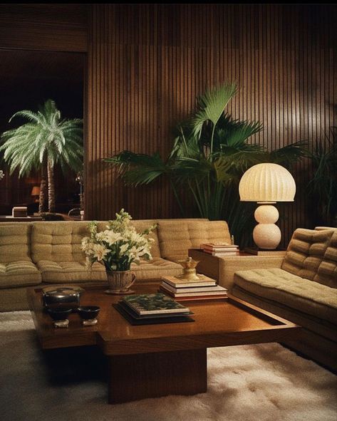 Modern Soft Interior Design, Dramatic Rooms Interior Design, 80s Contemporary House Interior Design, 1980s Home Decor Interior Design, Art Deco Houses Interior, 80s Modern Home Decor, 70s Interior Design Retro, 70s Living Room Aesthetic, 1980s Living Room