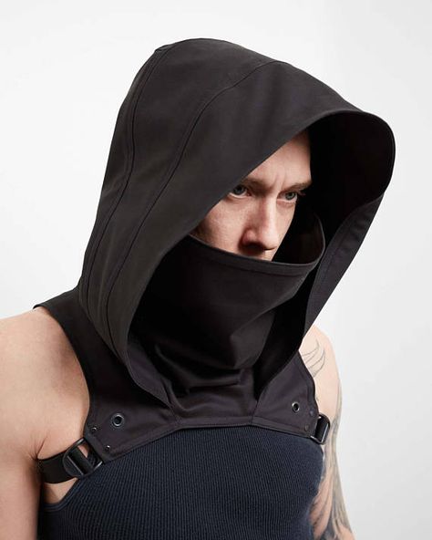 Crisiswear Rogue Cowl - Hooded Adjustable Cyberpunk Style Black Gray Olive Cotton Build Style Unisex Mens Womens One size Goth Rogue Clothing, Modern Cyberpunk, Cyberpunk Mode, Cyberpunk Hoodie, Hood Clothes, Apocalyptic Fashion, Cyberpunk Fashion, Cyberpunk Style, Futuristic Fashion