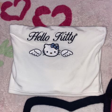 forever 21 Hello Kitty white and blue tube top,... - Depop Forever 21 Hello Kitty, Blue Tube Top, Closet Makeover, Tube Top, Forever 21, Hello Kitty, Kitty, Closet, Blue