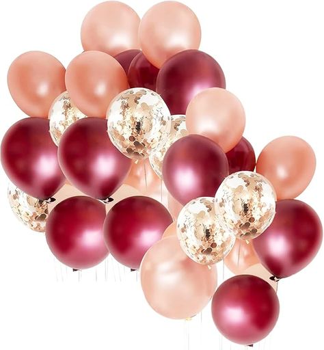 Amazon.com: Burgundy Rose Gold Balloons/Burgundy Rose Gold Birthday Decorations/Fall Bridal Shower Decorations 30pcs Maroon Gold Decorations/Rose Gold Bachelorette Party Decorations Wedding : Home & Kitchen Maroon Bachelorette Party, Maroon And Gold Bridal Shower Ideas, Burgundy And Rose Gold Bridal Shower Decor, Burgundy Fall Bridal Shower Ideas, Rose Gold Birthday Decorations, Bridal Shower Decorations Burgundy, Rose Gold Bachelorette Party, Rose Gold Bachelorette, Gold Bachelorette Party Decorations