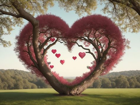 Photo a beautiful tree in shape of heart | Premium Photo #Freepik #photo Heart Shaped Tree, Shape Of Heart, Shape Pictures, Heart Images, Heart Tree, Tree Shapes, Blossom Trees, Landscape Trees, Beautiful Tree