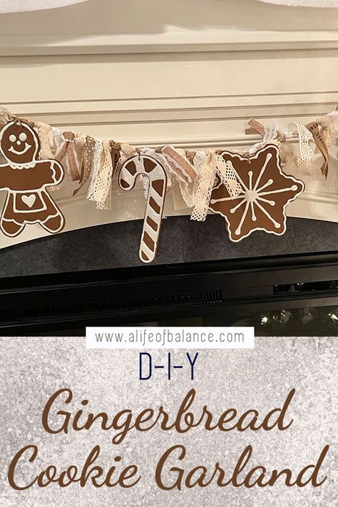 Gingerbread Stage Decorations, Gingerbread Wood Cutouts, Wood Christmas Garland, Gingerbread Staircase, Gingerbread Garland Ideas, Christmas Bakery Decorations, Neutral Gingerbread Decor, Gingerbread Decor Diy, Gingerbread Garland Diy