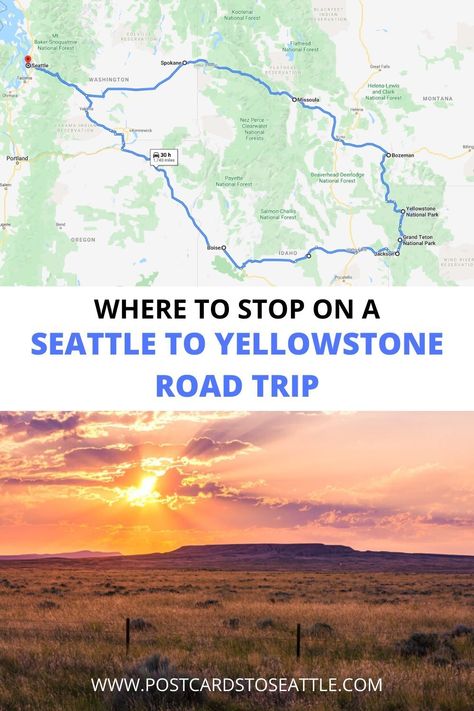 Planning a Seattle to Yellowstone road trip? This guide will show you the best places to stop on a Seattle to Yellowstone National Park drive. National Park vacation | Seattle vacation | Yellowstone vacation | road trip to yellowstone Yellowstone Road Trip, Travel Wyoming, Seattle Vacation, Seattle Trip, Summer Roadtrip, Yellowstone Vacation, Outdoor Adventure Activities, Washington State Travel, Yellowstone Trip