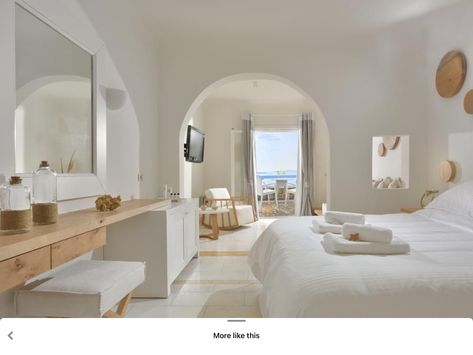 Greece House, Hotel Room Design, Stil Boho, Beach House Interior, Mediterranean Home, Private Beach, Saint John, Room Design Bedroom, Style At Home