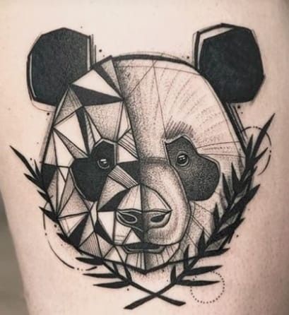 Geometric Tattoo Panda, Panda Tattoo Ideas, Pet Tattoo Ideas, Cute Tattoo Ideas, Pet Tattoos, Love Panda, Panda Tattoo, Cute Tattoo, Panda Art