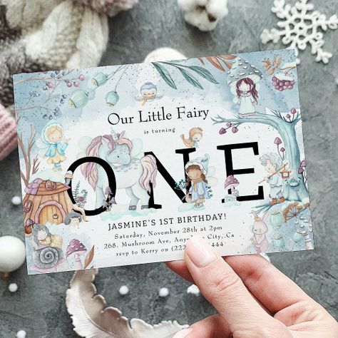 Cute Winter Forest Fairy Christmas 1St Birthday In Invitation #zazzle #weddinginvitations #birthdayinvitations #babyshowerinvitations #zazzleinvitations #monogram #businesscards #graduation #homedecor Christmas 1st Birthday, Fairy Christmas, Winter Onederland Birthday, 1st Birthday Party Invitations, Fairy Birthday Party, Winter Fairy, Animal Birthday Party, Winter Birthday, Fairy Birthday