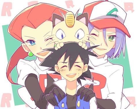 Ash Ketchum, Jessie, James and Meowth ^_^ ^.^ ♡ I give good credit to whoever made this                                                                                                                                                                                 More Ash X James, Ash X Jessie, James X Ash, Pokemon James X Ash, Jesse And James Pokemon, Jesse James Pokemon, Pokemon James X Jessie, Jesse And James Team Rocket Fanart, Pokemon Jessie And James