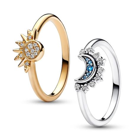 Crown Ring Princess, Finger Band, Sun And Moon Rings, Sun Ring, Celestial Blue, Moon And Sun, Moon Ring, Princess Crown, Cz Ring