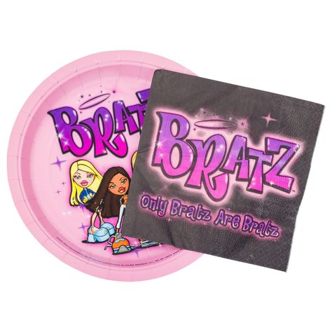 PRICES MAY VARY. TABLEWARE: Cast a spell on your next party or event with this Bratz Airbrush Group 32ct Paper Napkin and Plate Party Pack that Simplifies party planning with coordinated napkins and plates Saves time and effort in selecting matching tableware This set includes 16 high-quality paper napkins, 16 sturdy paper plates CONVENIENT: Napkins and plates crafted from durable and absorbent paper Withstand typical party usage without tearing or leaking, Stylish design or color scheme adds vi 2000s Birthday, Cute Bratz, Bratz Party, 2000s Theme, Birthday Party Plates, Purple Plates, London Party, Purple Paper, Custom Birthday Cakes