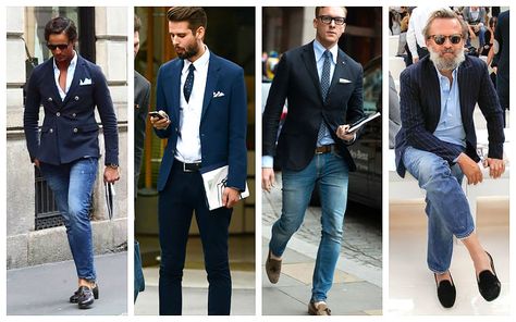 How to Wear a Blazer With Jeans (Men's Style Guide) - The Trend Spotter Navy Sports Coat Outfit Men Jeans, Jeans Mens Style, Blazer With Jeans Men, Sport Coat With Jeans, Spider Quotes, Blue Sports Jacket, Sport Coat Outfit, The Trend Spotter, Sports Fashion Men