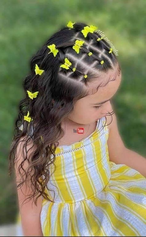 Looking for hairstyle braids for children ideas? We've got you covered with these amazing styles. First Grade Hair Styles, Mexican Hairstyles For Kids, Butterfly Clips Hairstyles Kids, Hairstyles For Curly Hair Kids, Hairstyles For Kindergarteners, Preschool Hairstyles, Toddler Hairstyles Girl Fine Hair, Valentines Hairstyles, Baby Girl Hairstyles Curly