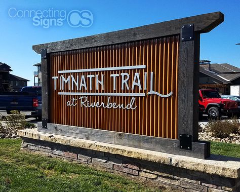 Monument Signs Entrance Design, Farm Signs Entrance, Condominium Entrance, Ranch Entrance Ideas, Subdivision Entrance, Rustic Signage, Neighborhood Signs, Monument Signage, Entrance Signs