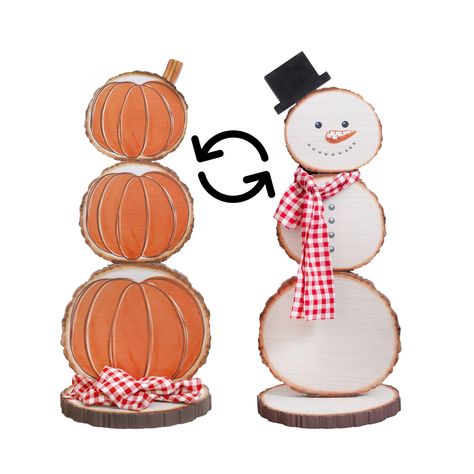 PRICES MAY VARY. Charming stand up statue can complement your porch or entrance with a pumpkin stack or a snowman figure Two Holidays in One: Reversible decor stand, 3-tiered Wood construction: MDF wood, screws together easily Size: Assembled size 30 inches tall x 10 x 11.5 inches Darware Reversible Double Sided Fall/Winter Decor Stand (Pumpkins & Snowman)    Add a touch of seasonal charm to your space with our reversible decor stand. This unique piece, standing at 30 inches tall when fully asse Reversible Decor, Fall Winter Decor, Pumpkin Snowmen, Whimsical Snowman, Pumpkin Stack, Decor Stand, Stacked Pumpkins, Snowy Day, Pumpkin Design