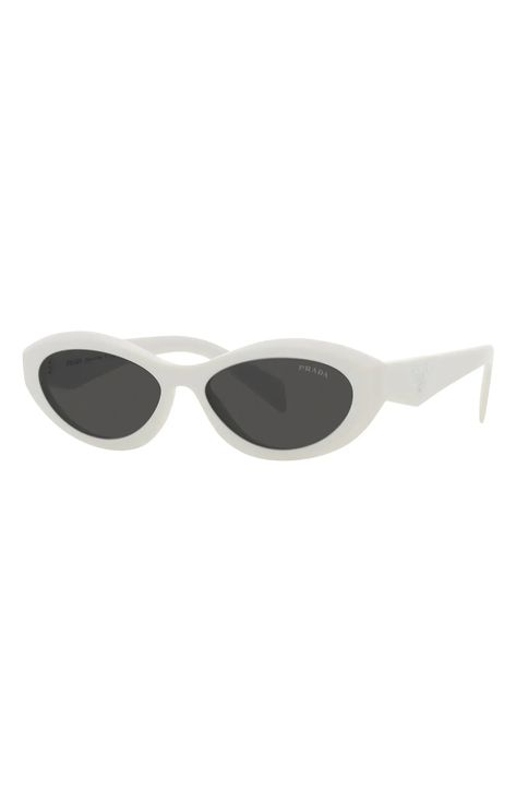 55mm Irregular Sunglasses | Nordstrom Prada Sunglasses White, White Prada Sunglasses, Prada Sunnies, Green Accessories, White Sunglasses, Prada Eyewear, Vacation Looks, Prada Sunglasses, Oval Sunglasses