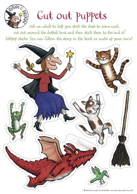 Character Cutouts for Book, Room on the Broom by Julia Donaldson (from Kindergarten Nana) Reader's Theater, Story Sack, Room On The Broom, Julia Donaldson, Story Activities, Halloween Preschool, Book Week, Theme Halloween, Hip Hip