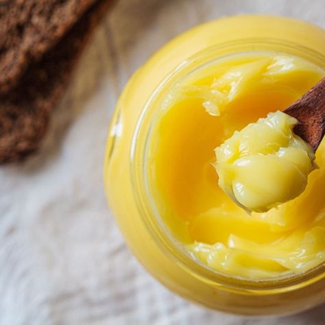 Ghee is butter that has been clarified in an easy process, eliminating the hard-to-digest, cholesterol-forming milk solids. From cookies to mashed potatoes, cook healthier by substituting ghee for butter in any recipe. To learn more about topics like this, enroll in the Mastering Ayurvedic Digestion & Nutrition online certification course: https://www.joyfulbelly.com/Ayurveda/course/Masters-of-Ayurvedic-Digestion-Nutrition-500-Hour-Certification/146 Ghee Benefits, Organic Ghee, Ghee Butter, Dairy Free Diet, Clarified Butter, Daily Diet, Ghee, Healthy Alternatives, Us Foods