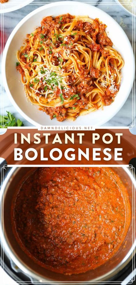 Instant Pot Bolognese, Meat And Veggies, Instapot Meals, Supper Tonight, Bolognese Sauce Recipe, Pasta Bolognese, Bolognese Recipe, Potted Beef, Delicious Pasta