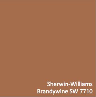 This is the color of front and back door in my home. Now deciding on a house color... Sherwin-Williams Brandywine (SW 7710) Sw Brandywine Paint, Sherwin Williams Brandywine Paint, Brandywine Sherwin Williams, Birdseye Maple Sherwin Williams, Orange Exterior House Colors, Sherwin Williams Brown, Store Awning, Treehouse Room, Brown Accent Wall