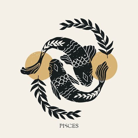 Pisces Symbol, Pisces Fish, Fish Symbol, Zodiac Elements, Pisces Tattoos, Creation Art, Zodiac Signs Pisces, Astrology Art, Symbol Tattoos