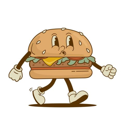 Afternoon Tea Menu Ideas, Burger Character, Burger Drawing, Hamburger Sandwich, Funny Burger, Burger Cartoon, Food Hamburger, Food Tech, Cute Food Drawings