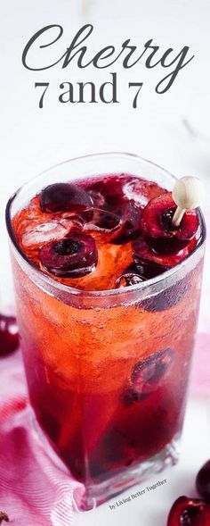 This Cherry 7 and 7 is a fun summer twist on the classic whiskey cocktail! Whisky Cocktail, Rob Roy, Whiskey Cocktail, Living Better, Boozy Drinks, Whiskey Drinks, Whiskey Cocktails, 5 O Clock Somewhere, Alcoholic Beverages