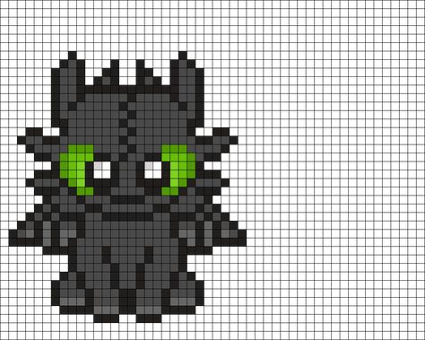 Toothless Perler HTTYD Perler Bead Pattern | Bead Sprites | Characters Fuse Bead Patterns Toothless Perler Bead Patterns, Toothless Pattern, Diy Kandi Bracelets, Diy Kandi, Dragon Cross Stitch, Toothless Dragon, Fuse Bead Patterns, Pattern Maker, Kandi Patterns