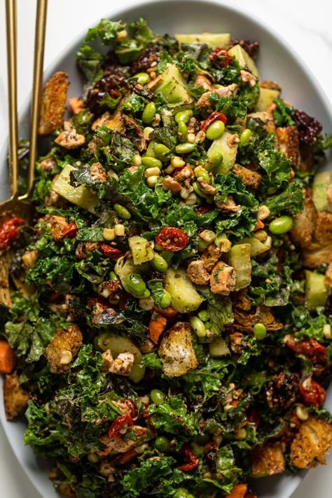 Ultimate Summer BBQ Chopped Kale Salad - Orchids + Sweet Tea Chopped Kale Salad, Fresh Corn Salad, Chopped Kale, Pan Fried Salmon, Kale Salad Recipes, Kale Recipes, Summer Salad Recipes, Lunch Salads, Summer Salad