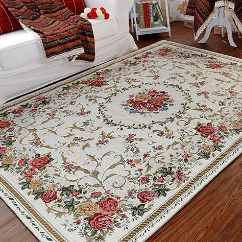 Amazon.com: Ukeler Vintage Traditional & Modern Rugs Home Decor Collection Floral Design Large Carpet (47.2''x71'', Rural Flower) Rose Rugs, Floor Rugs Bedroom, Living Room Mats, Country Rose, Washable Bathroom Rugs, Shabby Style, Traditional Bedroom, Floral Area Rugs, Living Room Area Rugs