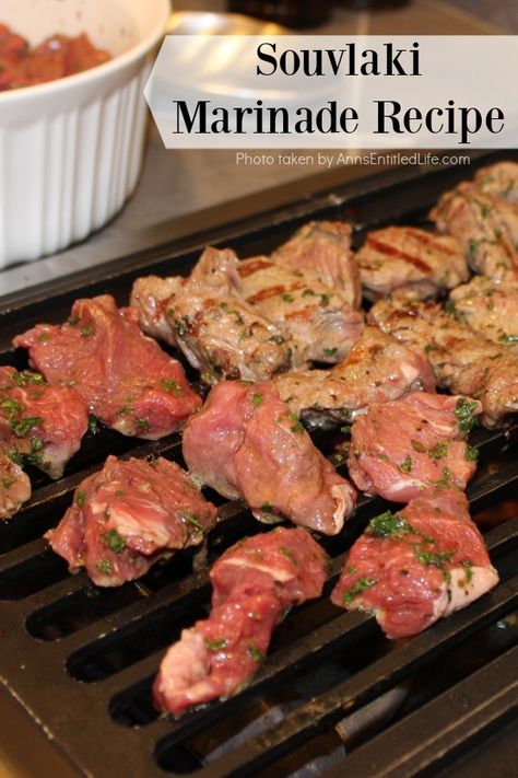 Souvlaki Marinade Recipe. Juicy pieces of succulent meat are the result when you use this easy-to-make, delicious, and tasty souvlaki recipe. Slouvaki Marinade, Pork Souvlaki Marinade, Beef Souvlaki Recipe, Beef Souvlaki, Beef Marinades, Lamb Souvlaki Recipe, Lamb Souvlaki, Souvlaki Marinade, Pork Souvlaki